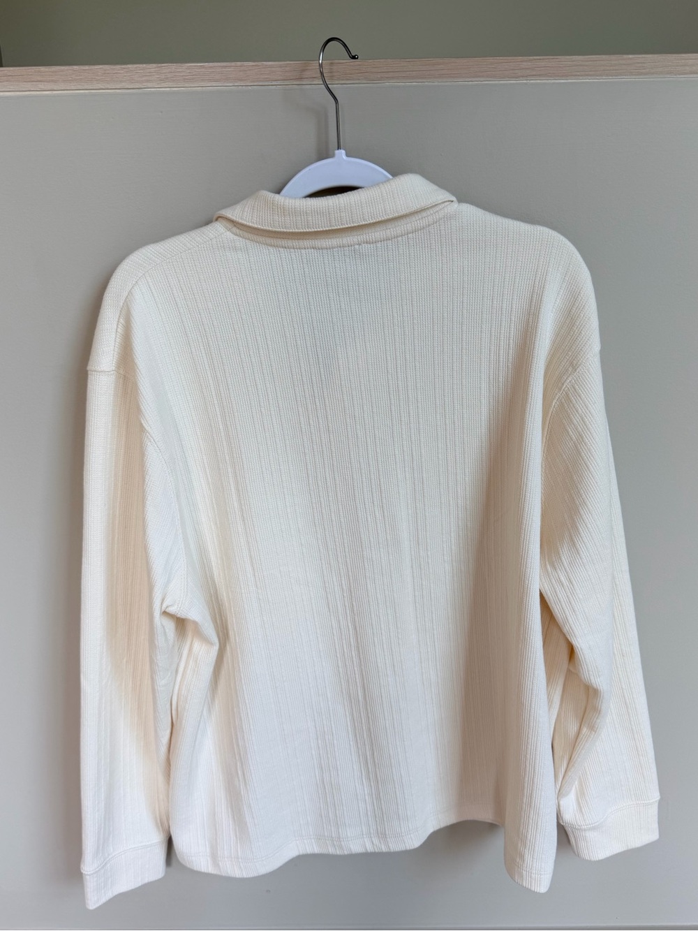 NWT Zara Cream Ribbed Collared Knit Sweater Top | Large | 6462/306/712 - Picture 3 of 3